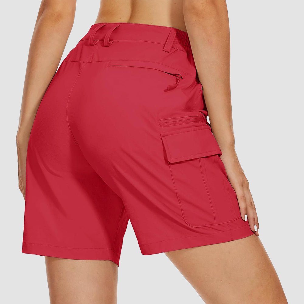 dark red Women's Golf Shorts, Quick - Dry & Water - Resistant with 6 Pockets - MAGCOMSEN