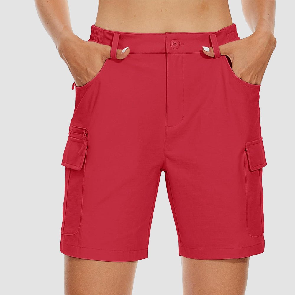 dark red Women's Golf Shorts, Quick - Dry & Water - Resistant with 6 Pockets - MAGCOMSEN