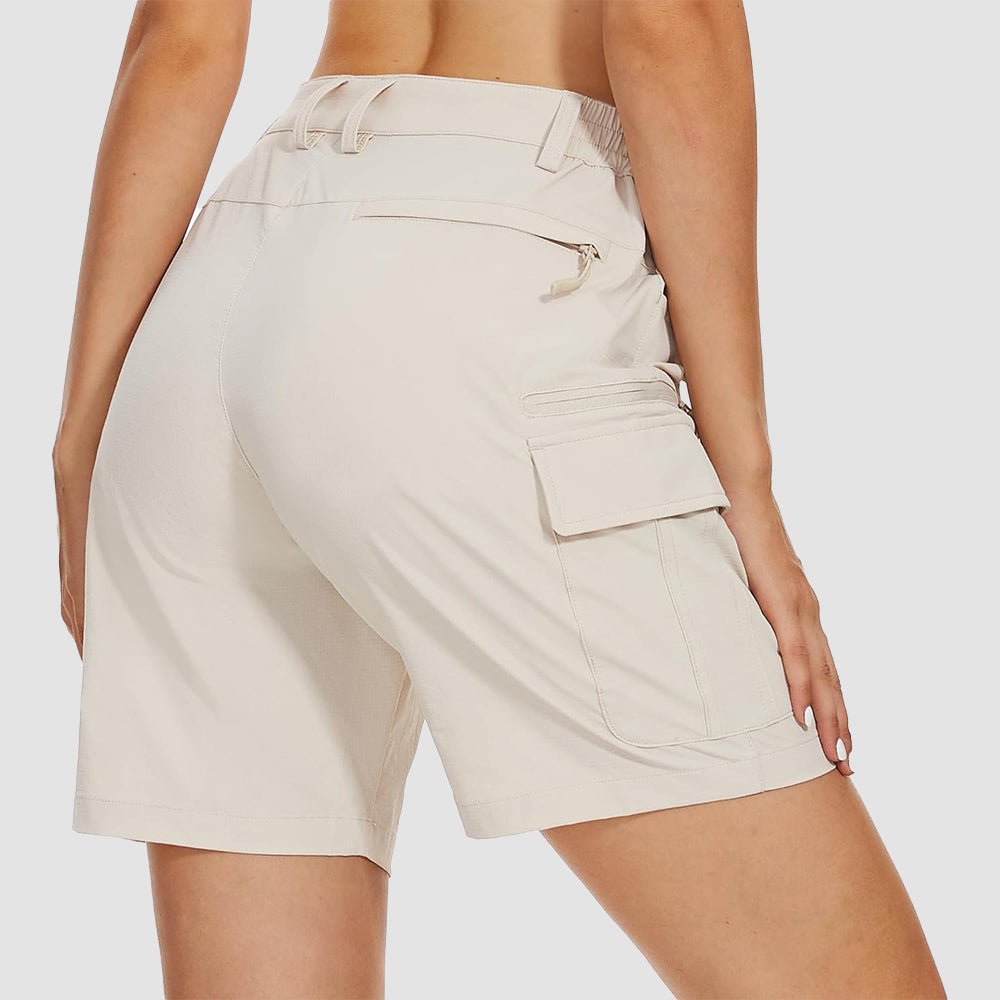 Light khaki Women's Golf Shorts, Quick - Dry & Water - Resistant with 6 Pockets - MAGCOMSEN