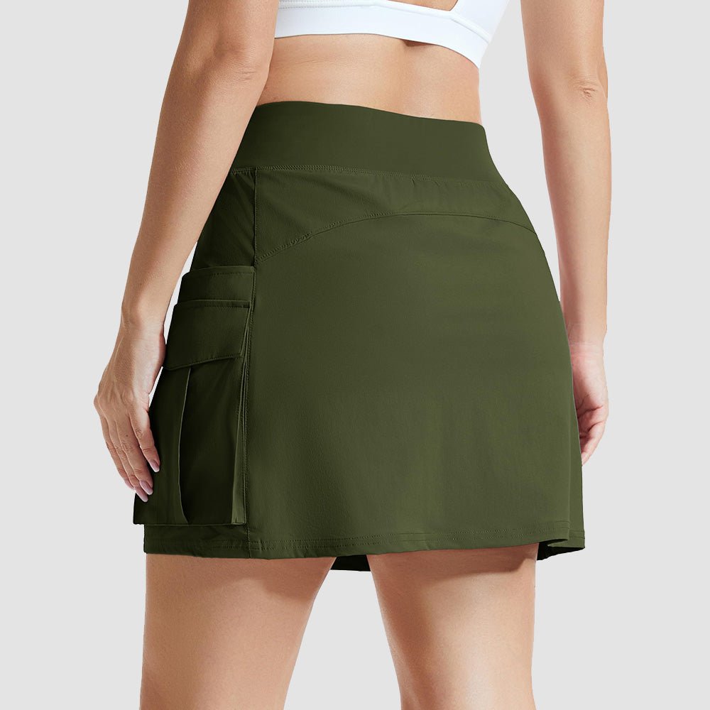 Women's High Waisted Hiking Cargo Skort with 4 Pockets - Golf Tennis Skirt Armygreen by MAGCOMSEN #Color_Armygreen