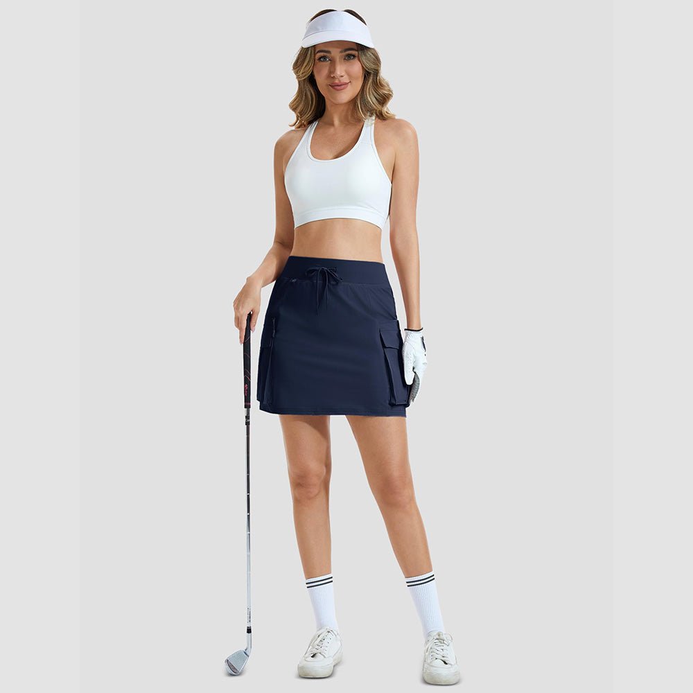 Navy Women's High Waisted Hiking Cargo Skort with 4 Pockets - Golf Tennis Skirt - MAGCOMSEN