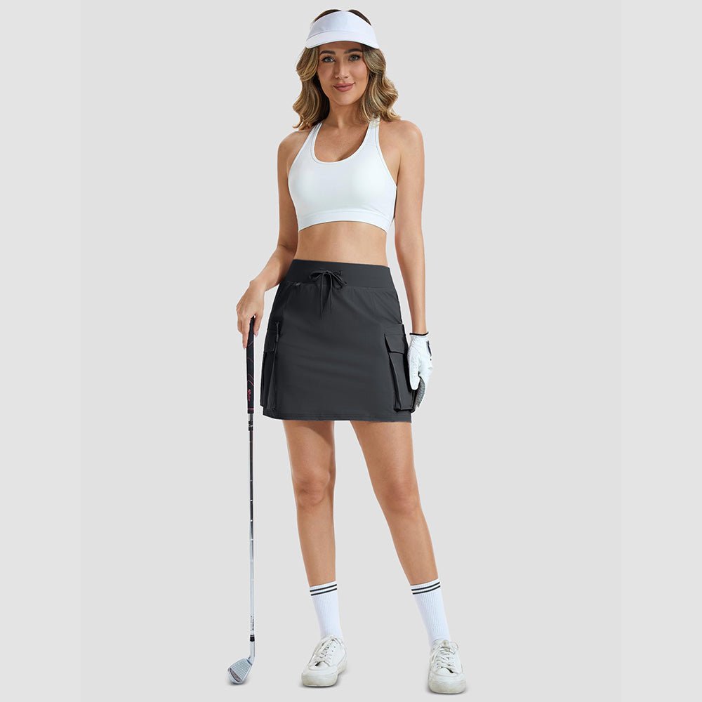 Women's High Waisted Hiking Cargo Skort with 4 Pockets - Golf Tennis Skirt Dark Gray by MAGCOMSEN #Color_Dark Gray