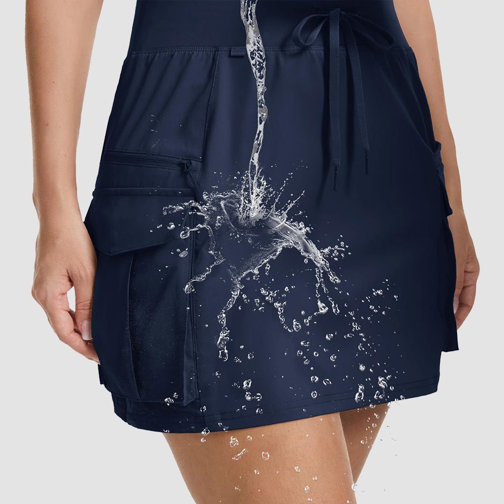 Navy Women's High Waisted Hiking Cargo Skort with 4 Pockets - Golf Tennis Skirt - MAGCOMSEN