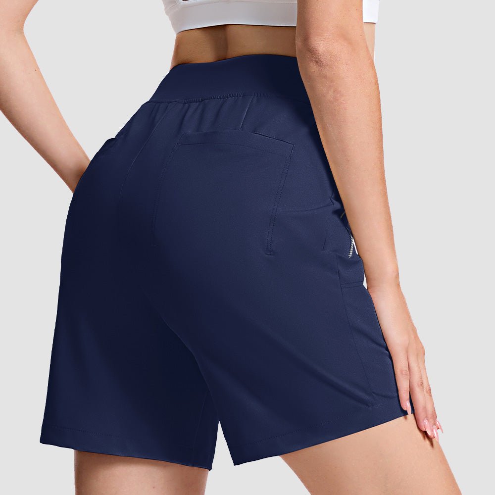 Women's High Waisted Hiking Shorts - Quick Dry Golf Shorts Navy by MAGCOMSEN