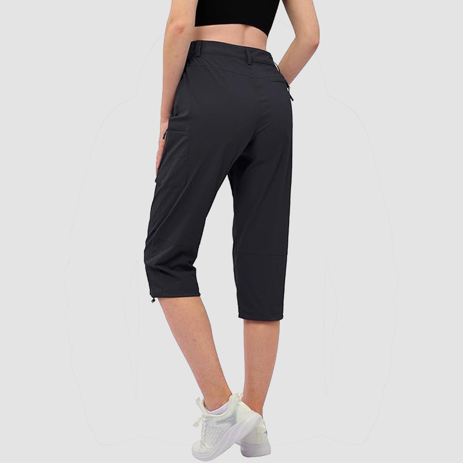 Black Women's Lightweight Water-Resistant Hiking Capris with 5 Pockets - MAGCOMSEN