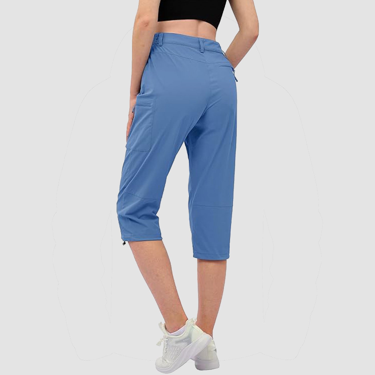 Blue Grey Women's Lightweight Water-Resistant Hiking Capris with 5 Pockets - MAGCOMSEN