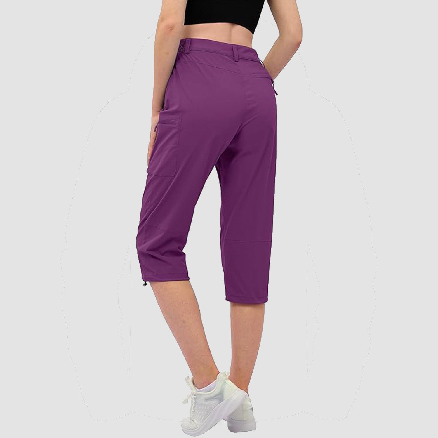 Purple Women's Lightweight Water-Resistant Hiking Capris with 5 Pockets - MAGCOMSEN