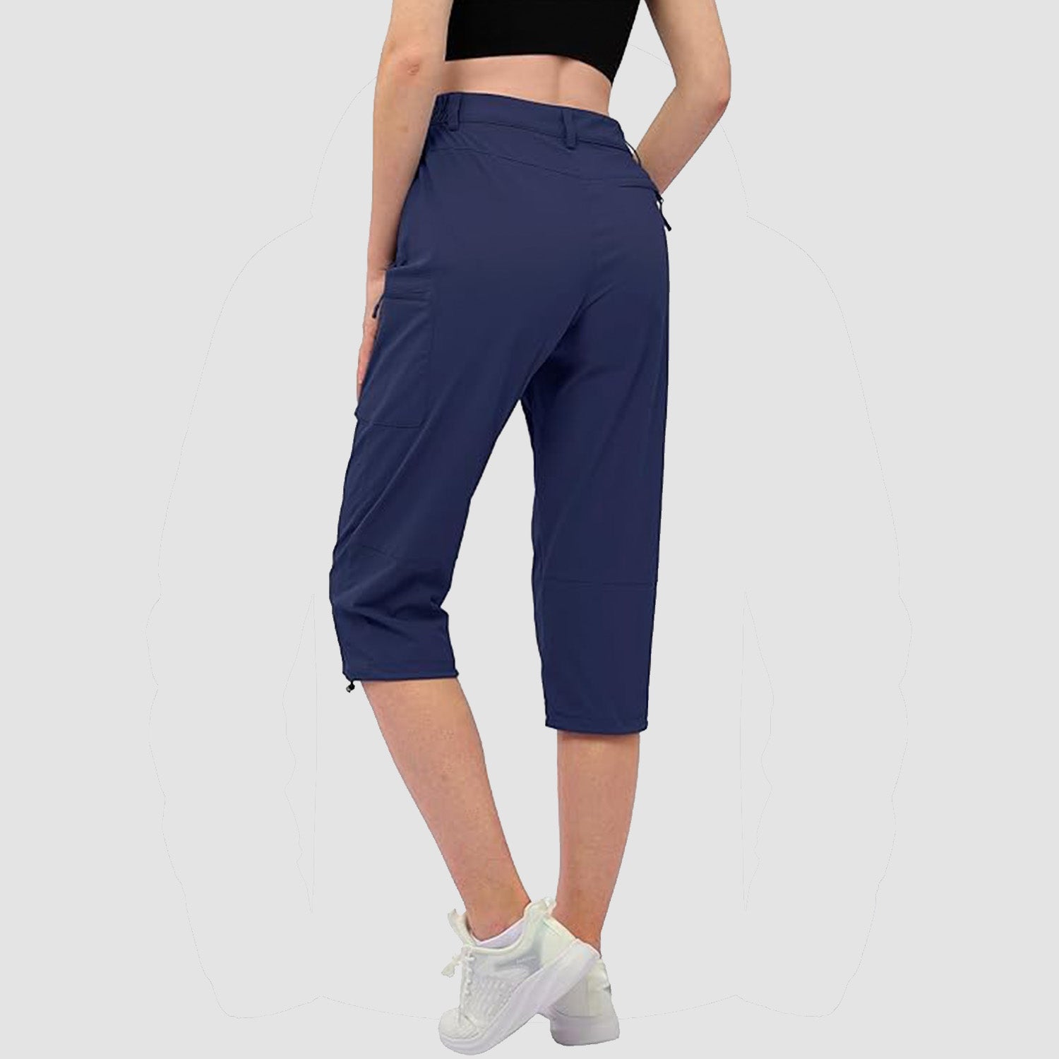Navy Women's Lightweight Water-Resistant Hiking Capris with 5 Pockets - MAGCOMSEN
