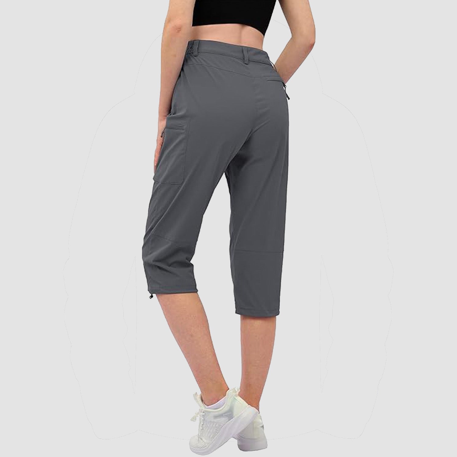 Dark Grey Women's Lightweight Water-Resistant Hiking Capris with 5 Pockets - MAGCOMSEN