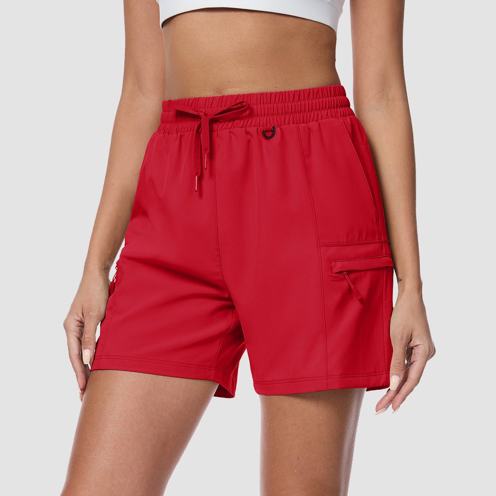Red Women's Hiking Cargo Shorts UPF 50+ Quick Dry Golf Shorts - MAGCOMSEN
