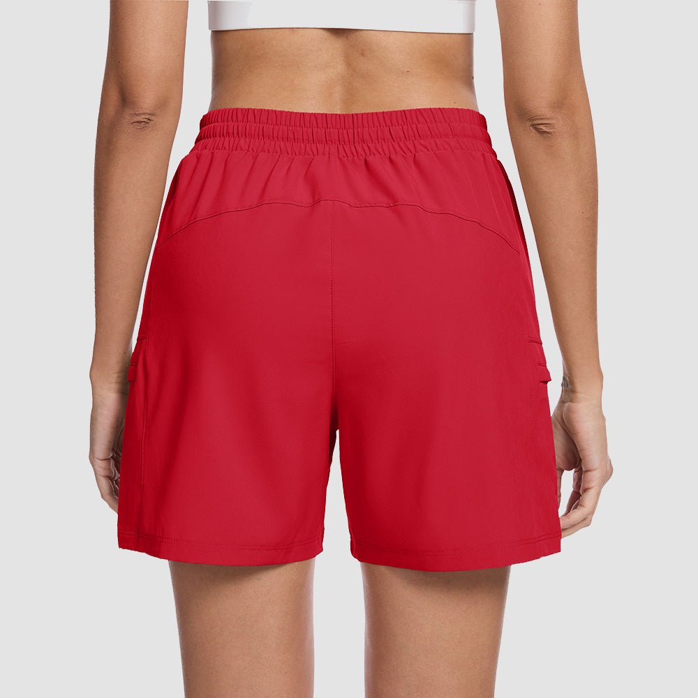Red Women's Hiking Cargo Shorts UPF 50+ Quick Dry Golf Shorts - MAGCOMSEN