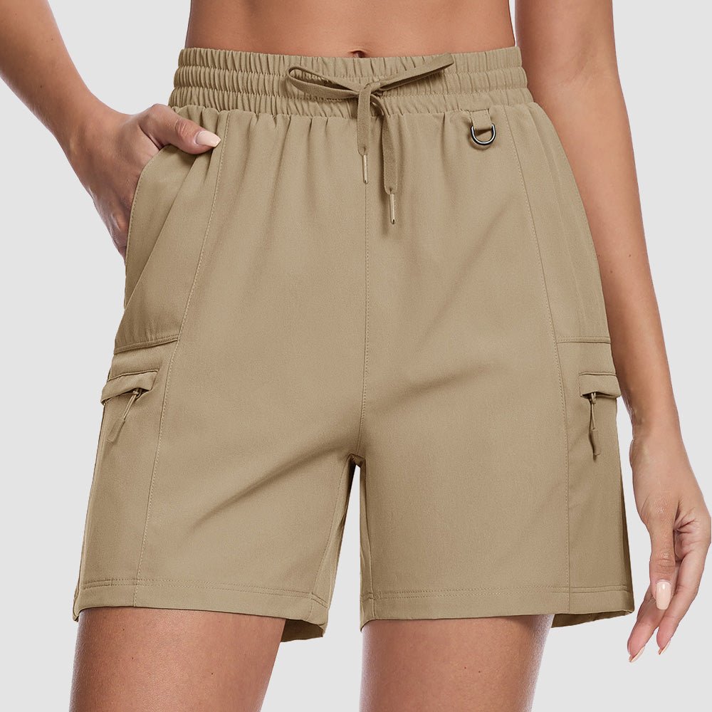 Khaki Women's Hiking Cargo Shorts UPF 50+ Quick Dry Golf Shorts - MAGCOMSEN