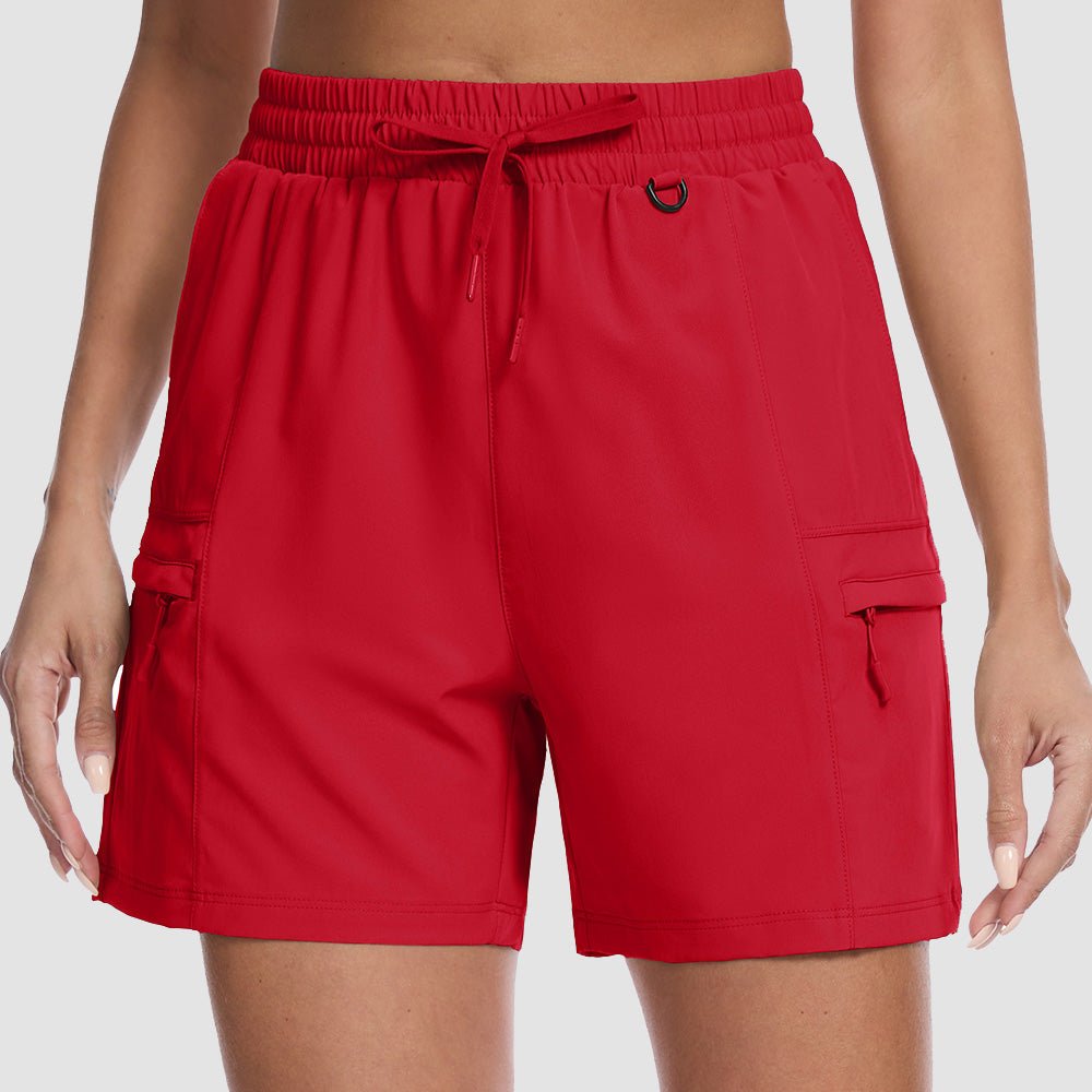 Red Women's Hiking Cargo Shorts UPF 50+ Quick Dry Golf Shorts - MAGCOMSEN