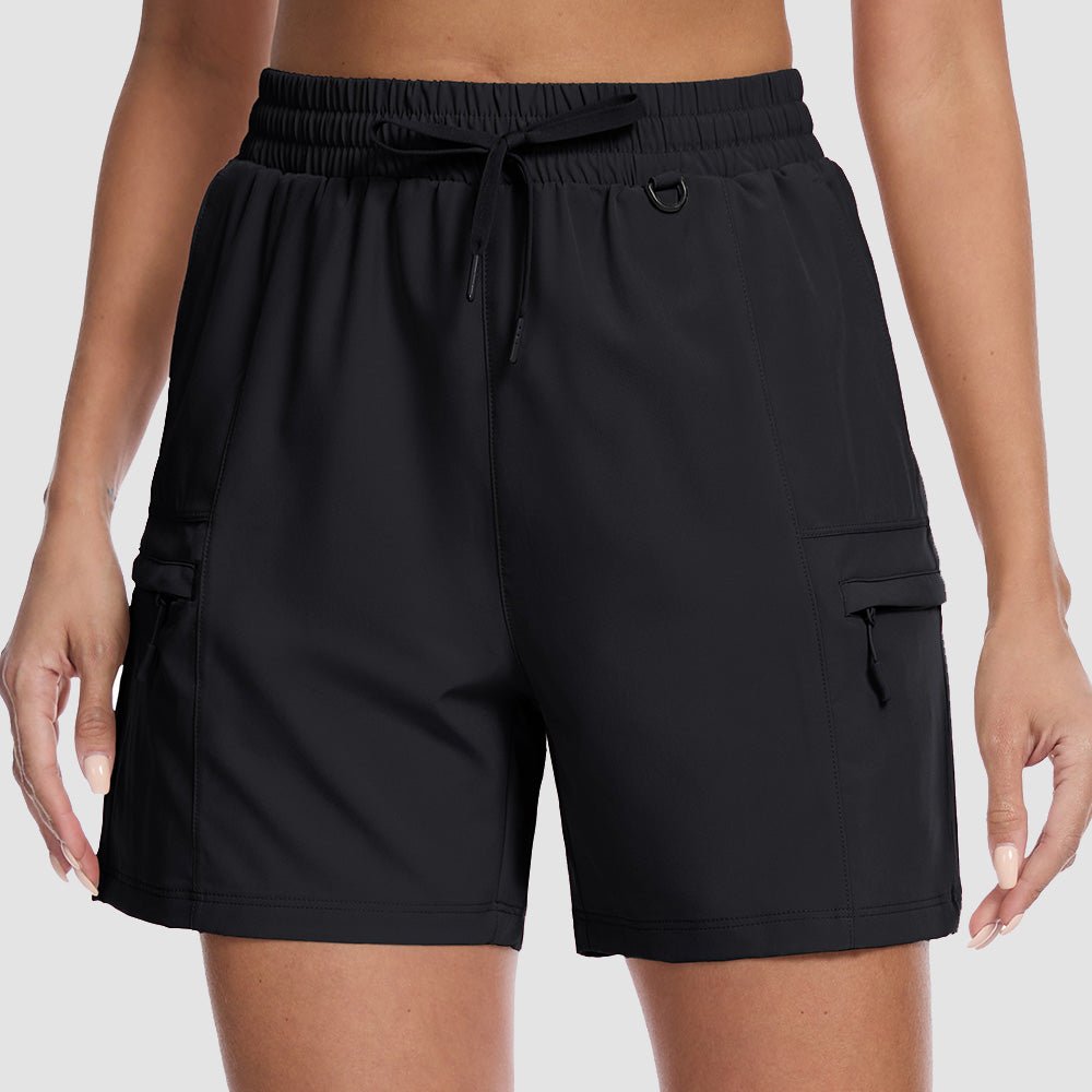Black Women's Hiking Cargo Shorts UPF 50+ Quick Dry Golf Shorts - MAGCOMSEN