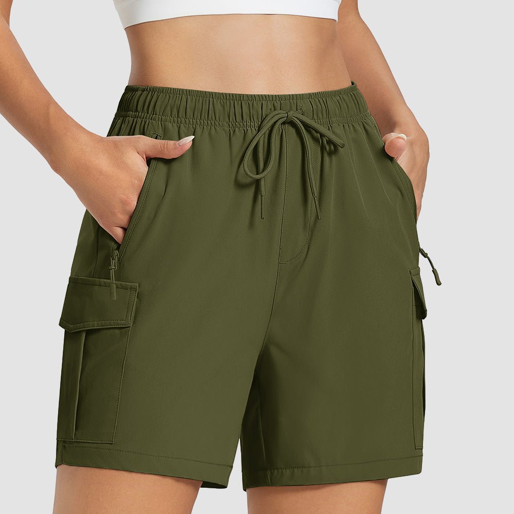 Armygreen Women's Hiking Cargo Shorts UPF 50+ Quick Dry Golf Shorts with Zipper Pockets - MAGCOMSEN