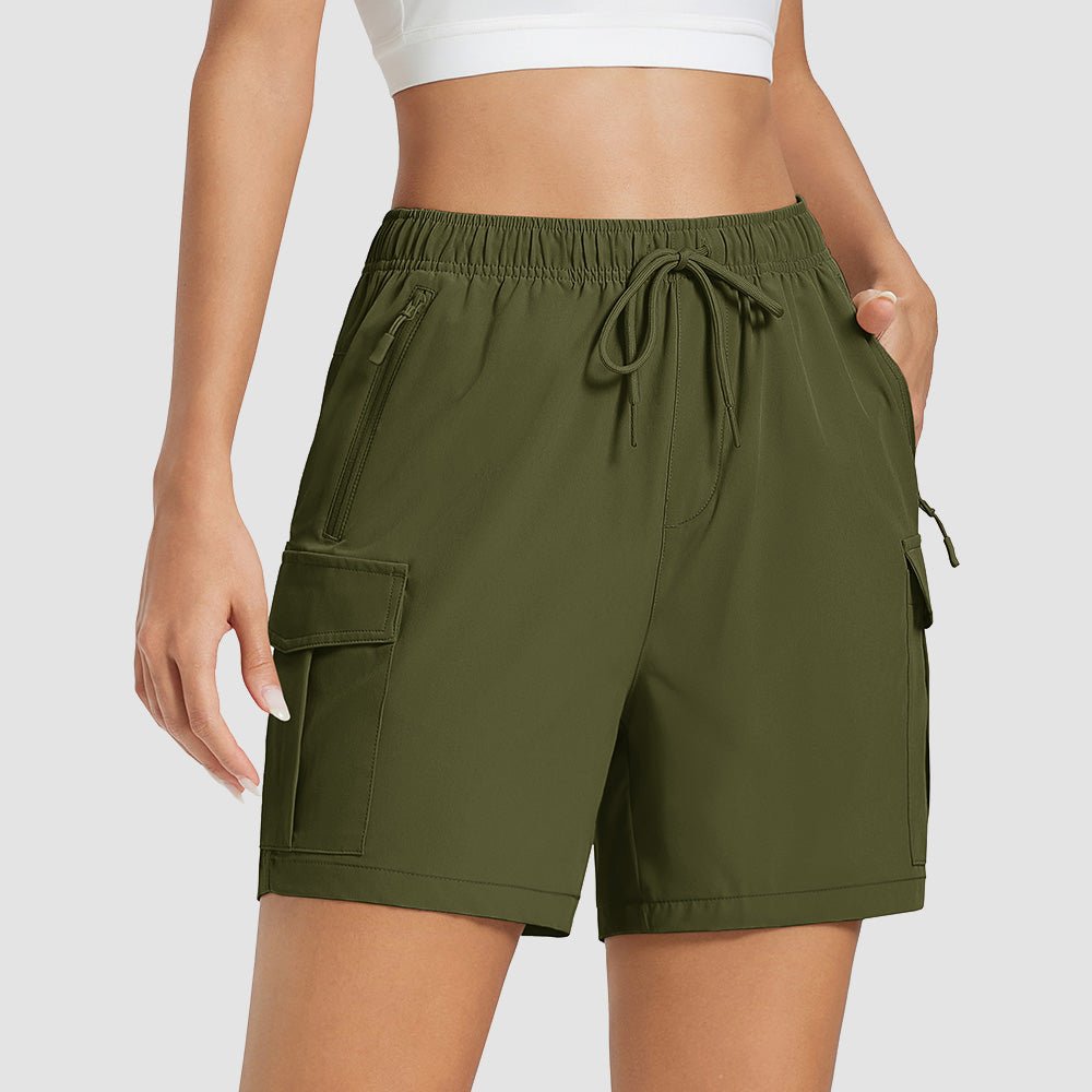 Armygreen Women's Hiking Cargo Shorts UPF 50+ Quick Dry Golf Shorts with Zipper Pockets - MAGCOMSEN