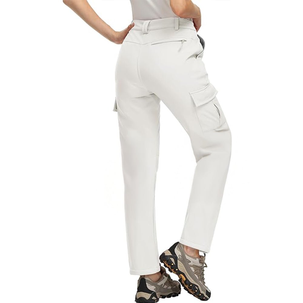White Women's Hiking Pants - Fleece - Lined & Water - Resistant - MAGCOMSEN