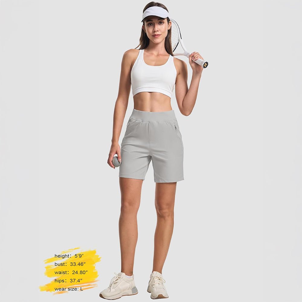 Women's Lightweight Athletic Hiking Shorts Light Gray by MAGCOMSEN #Color_Light Gray