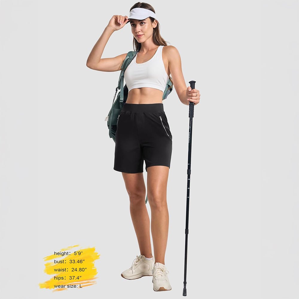 Black Women's Lightweight Athletic Hiking Shorts - MAGCOMSEN