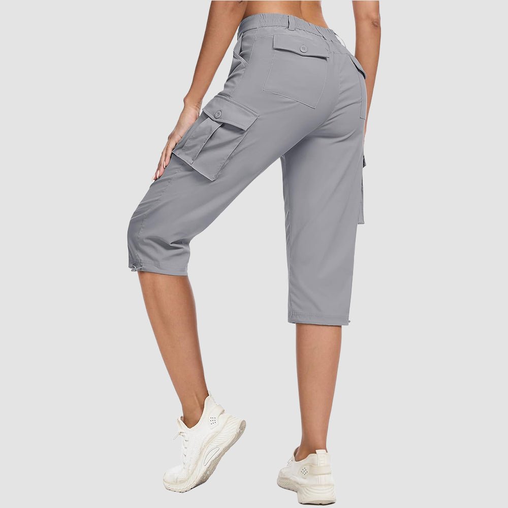 Women's Lightweight Cargo Capris with 6 Pockets Light Grey by MAGCOMSEN #Color_Light Grey