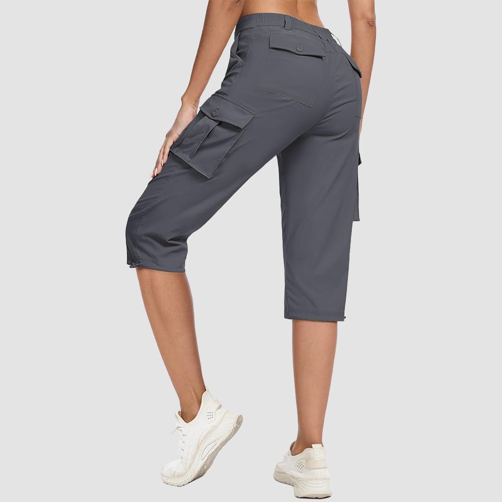 Dark Grey Women's Lightweight Cargo Capris with 6 Pockets - MAGCOMSEN