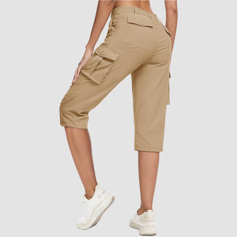 Women's Lightweight Cargo Capris with 6 Pockets Khaki by MAGCOMSEN #Color_Khaki