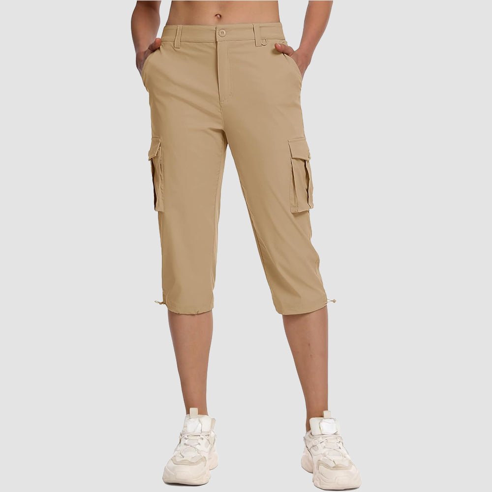 Women's Lightweight Cargo Capris with 6 Pockets Khaki by MAGCOMSEN #Color_Khaki