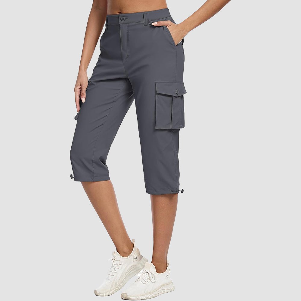 Women's Lightweight Cargo Capris with 6 Pockets Dark Grey by MAGCOMSEN #Color_Dark Grey