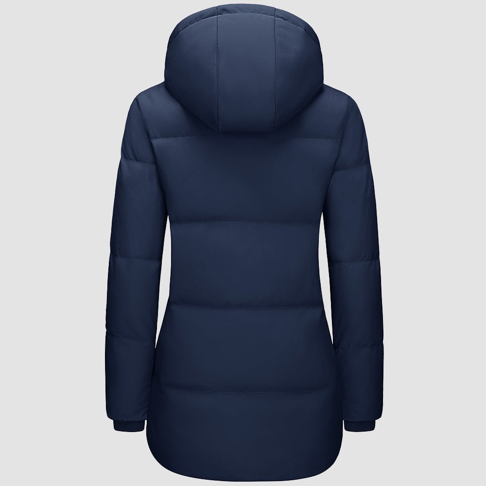 Navy Women's Long Down Parka Waterproof Hooded Winter Puffer Coat - MAGCOMSEN