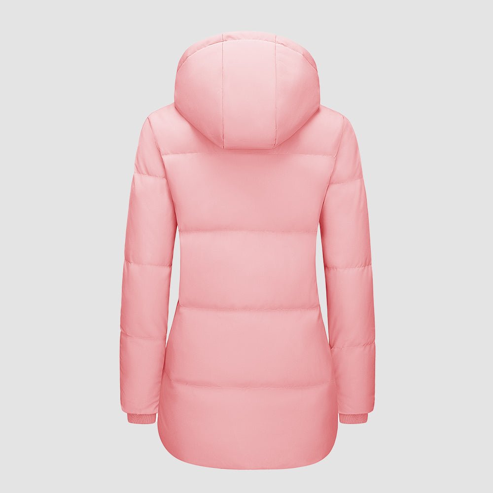 Pink Women's Long Down Parka Waterproof Hooded Winter Puffer Coat - MAGCOMSEN