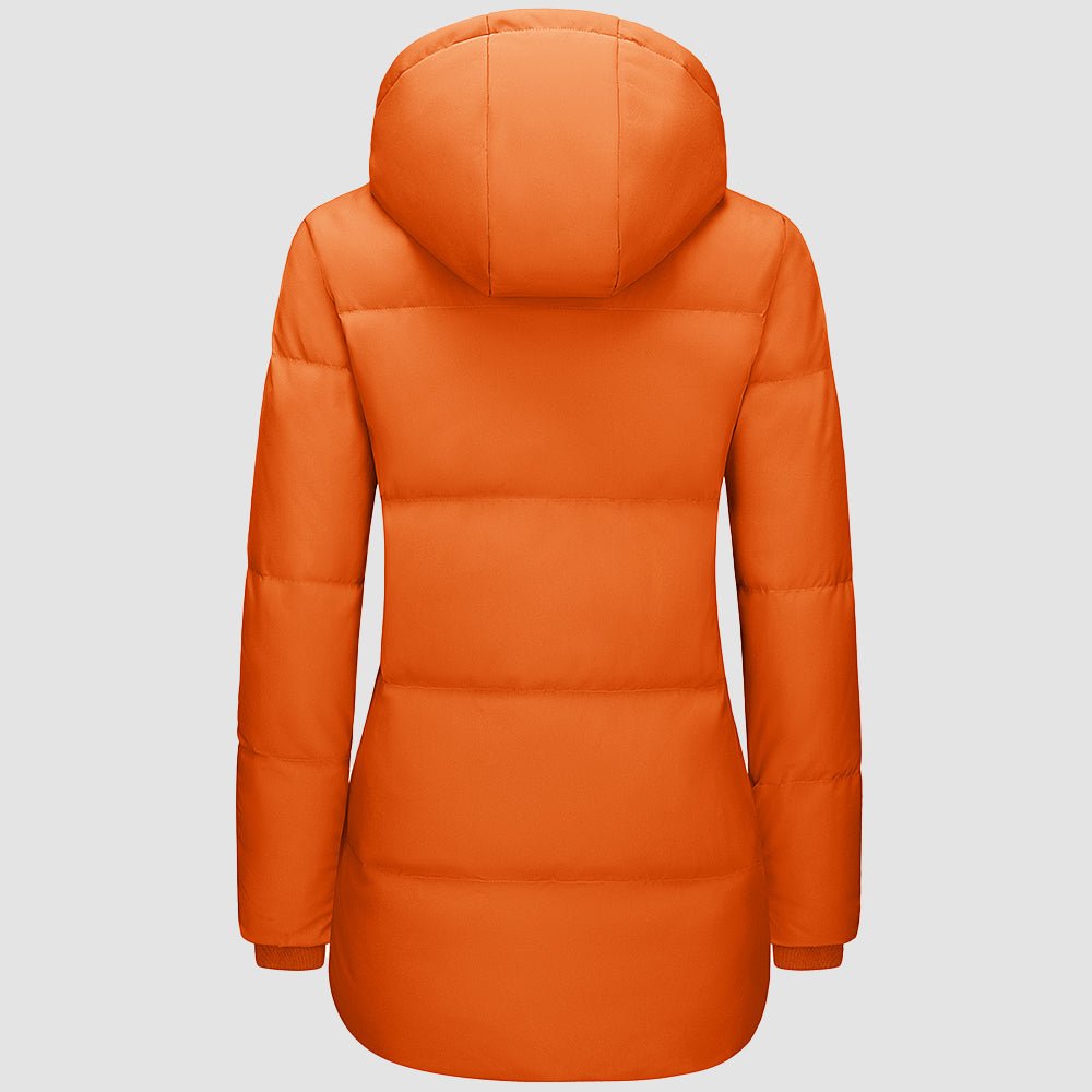 Orange Women's Long Down Parka Waterproof Hooded Winter Puffer Coat - MAGCOMSEN