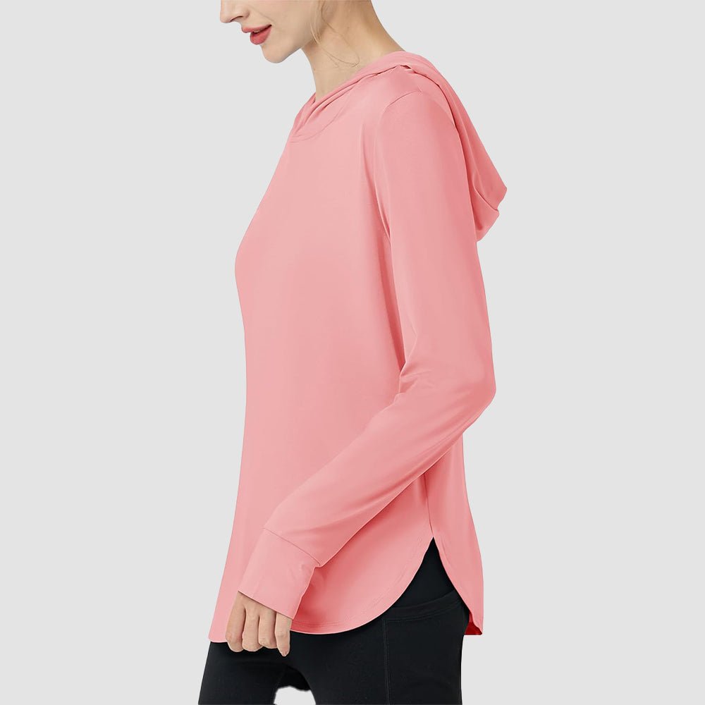 Light Pink Women's Long Sleeve UPF 80+ Lightweight Rashguard Hoodie - MAGCOMSEN