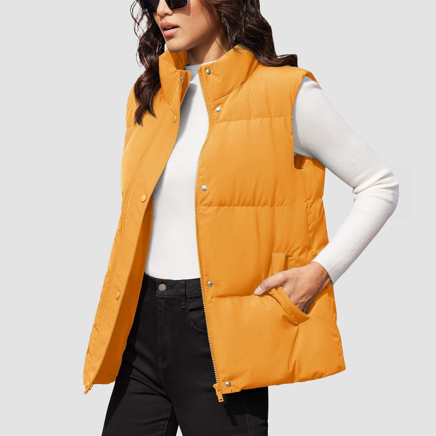 Yellow Women's Oversized Puffer Vest - MAGCOMSEN