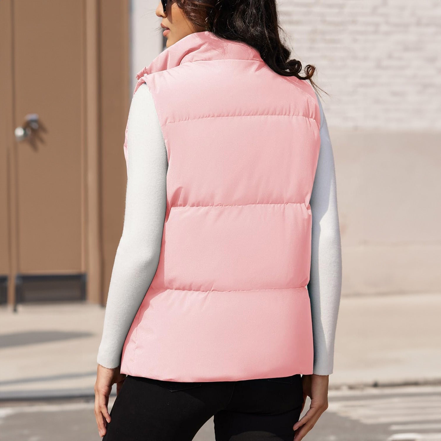 Pink Women's Oversized Puffer Vest - MAGCOMSEN