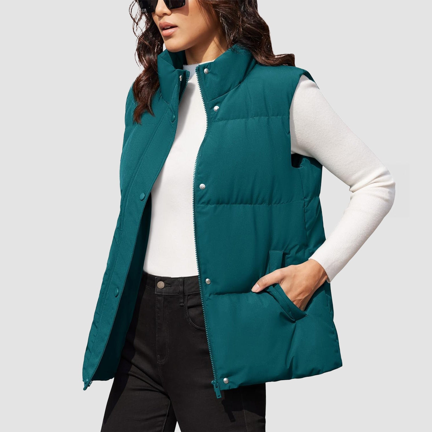 Emerald Green Women's Oversized Puffer Vest - MAGCOMSEN
