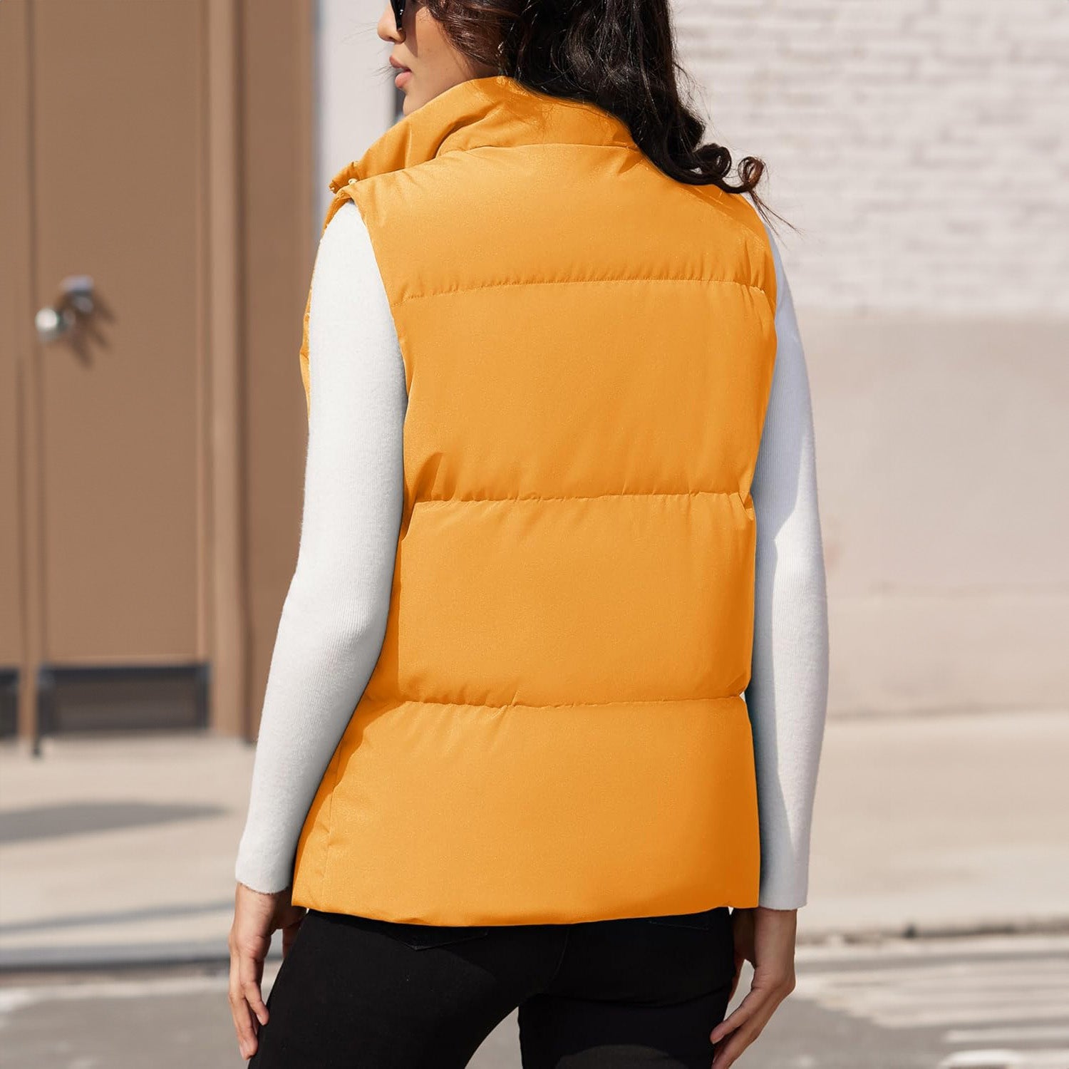 Yellow Women's Oversized Puffer Vest - MAGCOMSEN