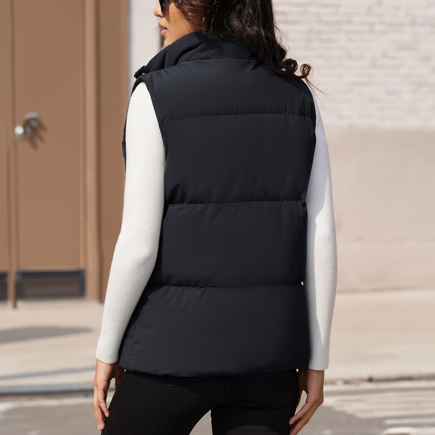 Black Women's Oversized Puffer Vest - MAGCOMSEN