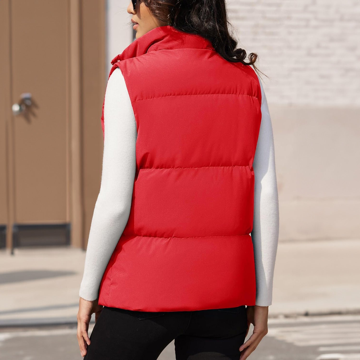 Red Women's Oversized Puffer Vest - MAGCOMSEN
