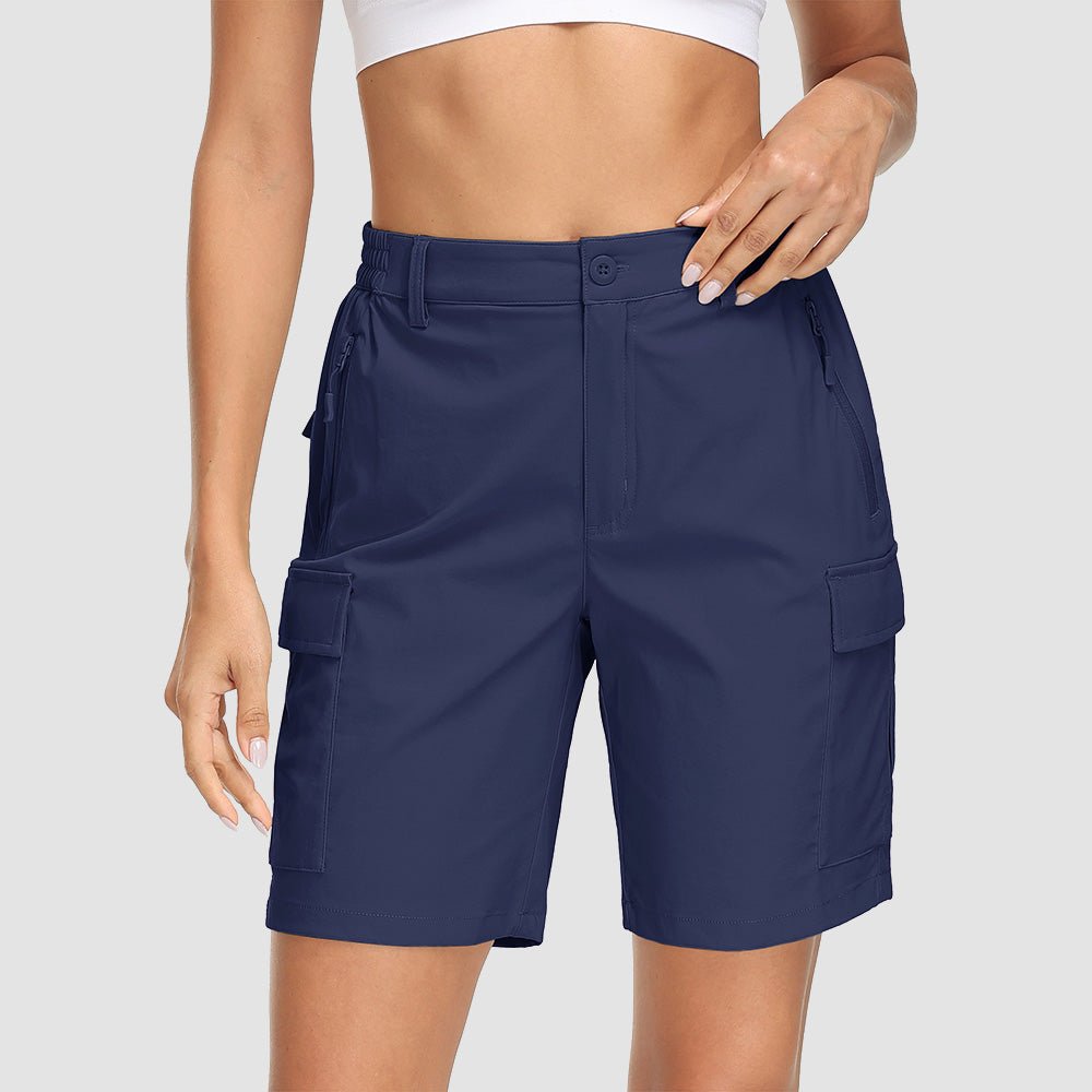 Navy Women's Quick Dry Cargo Shorts - 5 - Pocket & Ripstop - MAGCOMSEN