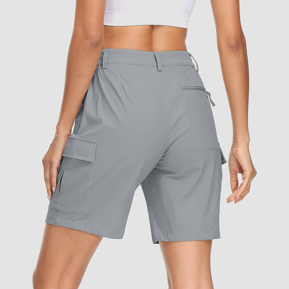 Grey Pink Women's Quick Dry Cargo Shorts - 5 - Pocket & Ripstop - MAGCOMSEN