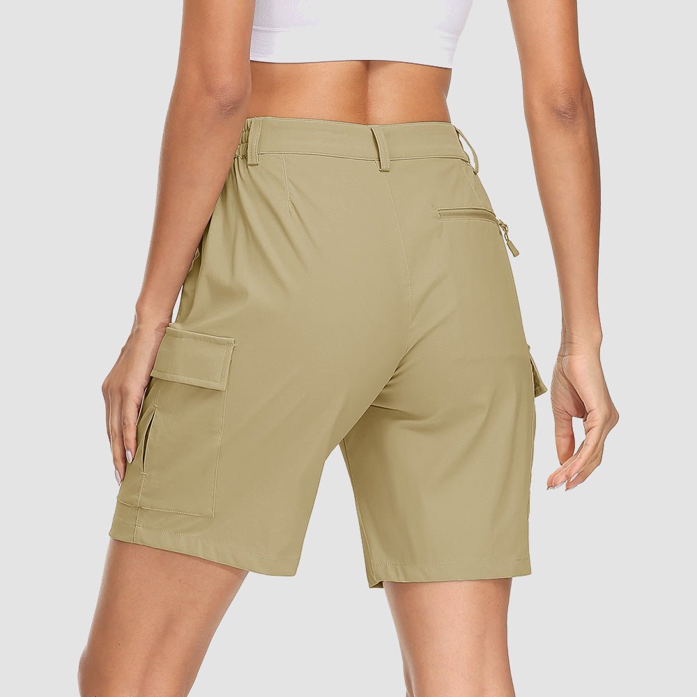 Army Green Women's Quick Dry Cargo Shorts - 5 - Pocket & Ripstop - MAGCOMSEN