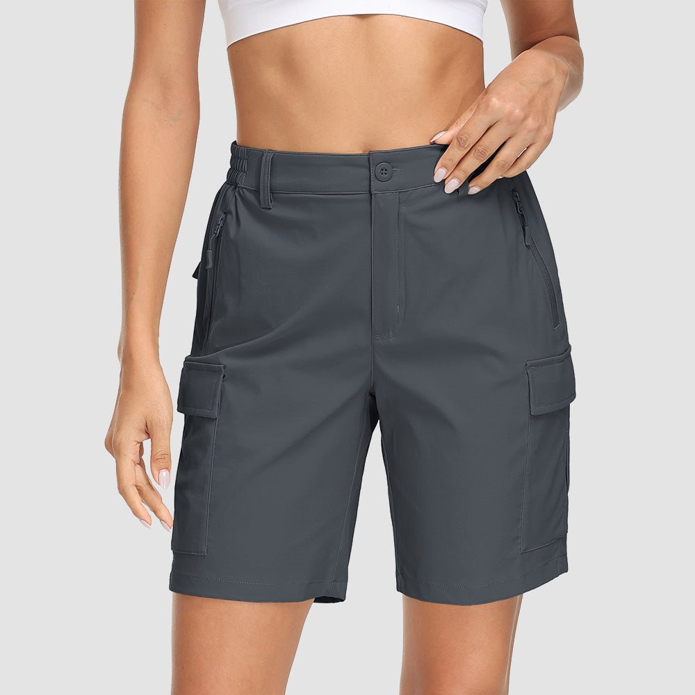 Dark Grey Women's Quick Dry Cargo Shorts - 5 - Pocket & Ripstop - MAGCOMSEN