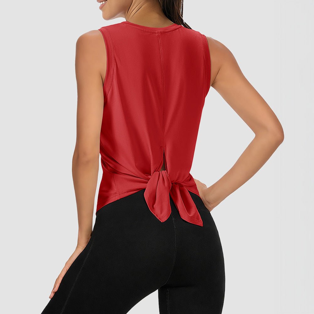 True Red Women's Quick - Dry Yoga Muscle Tank (Open Back) - MAGCOMSEN