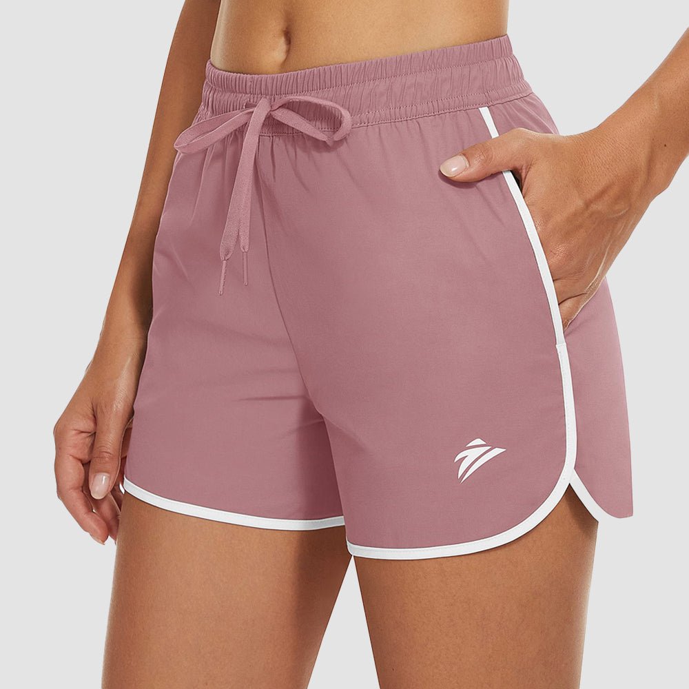 Pink Women's Running Shorts with 2 Pockets Quick Dry Yoga Shorts - MAGCOMSEN