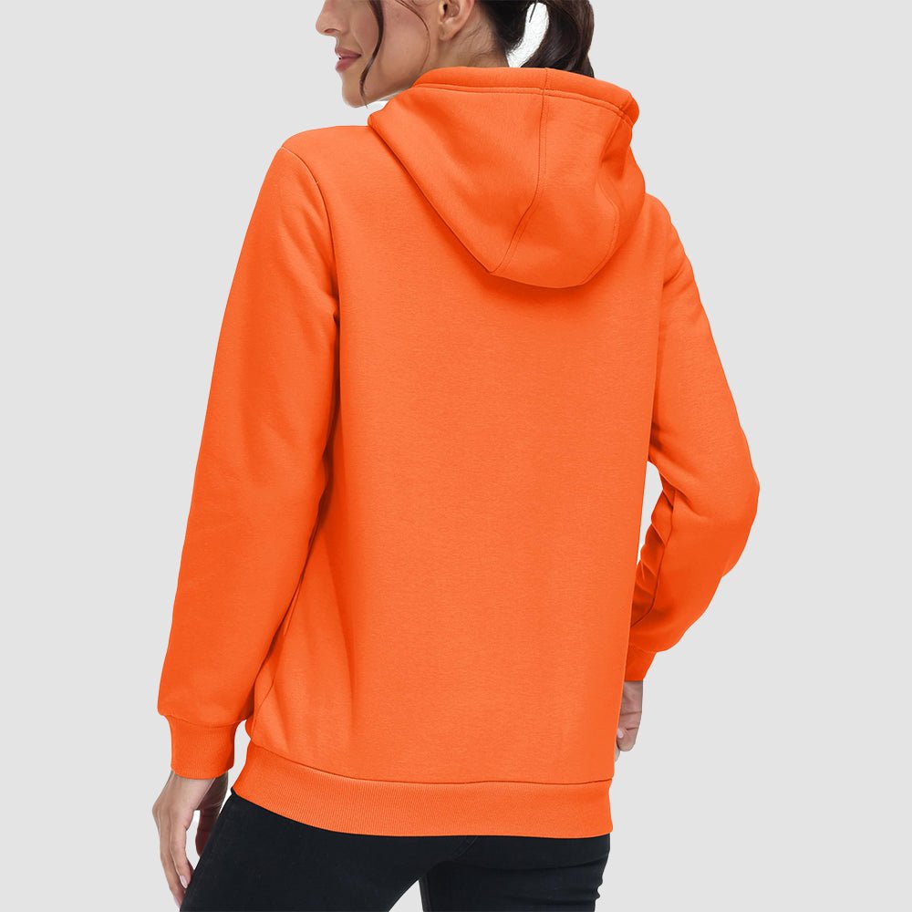Orange Women's Sherpa Hoodie - Fleece Lined & Kangaroo Pocket - MAGCOMSEN