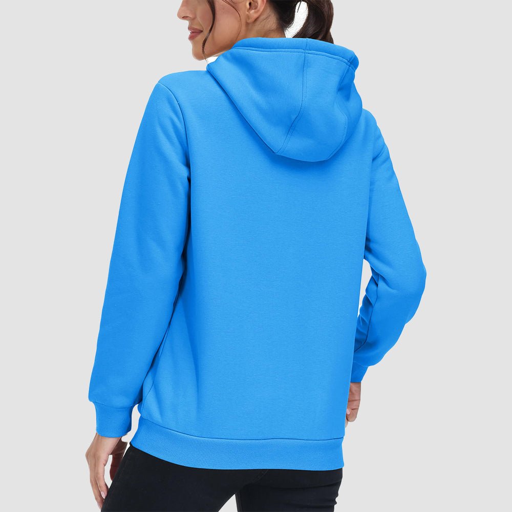 Ice Blue Women's Sherpa Hoodie - Fleece Lined & Kangaroo Pocket - MAGCOMSEN