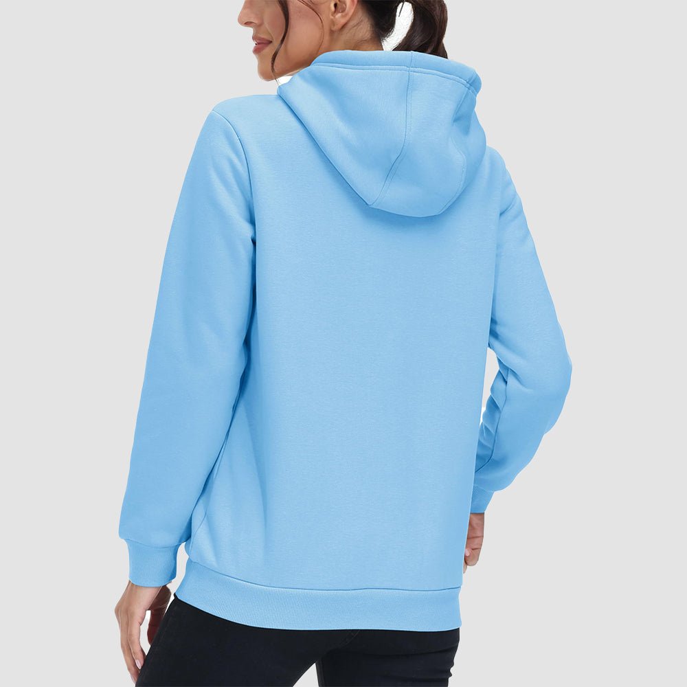 Sky Blue Women's Sherpa Hoodie - Fleece Lined & Kangaroo Pocket - MAGCOMSEN