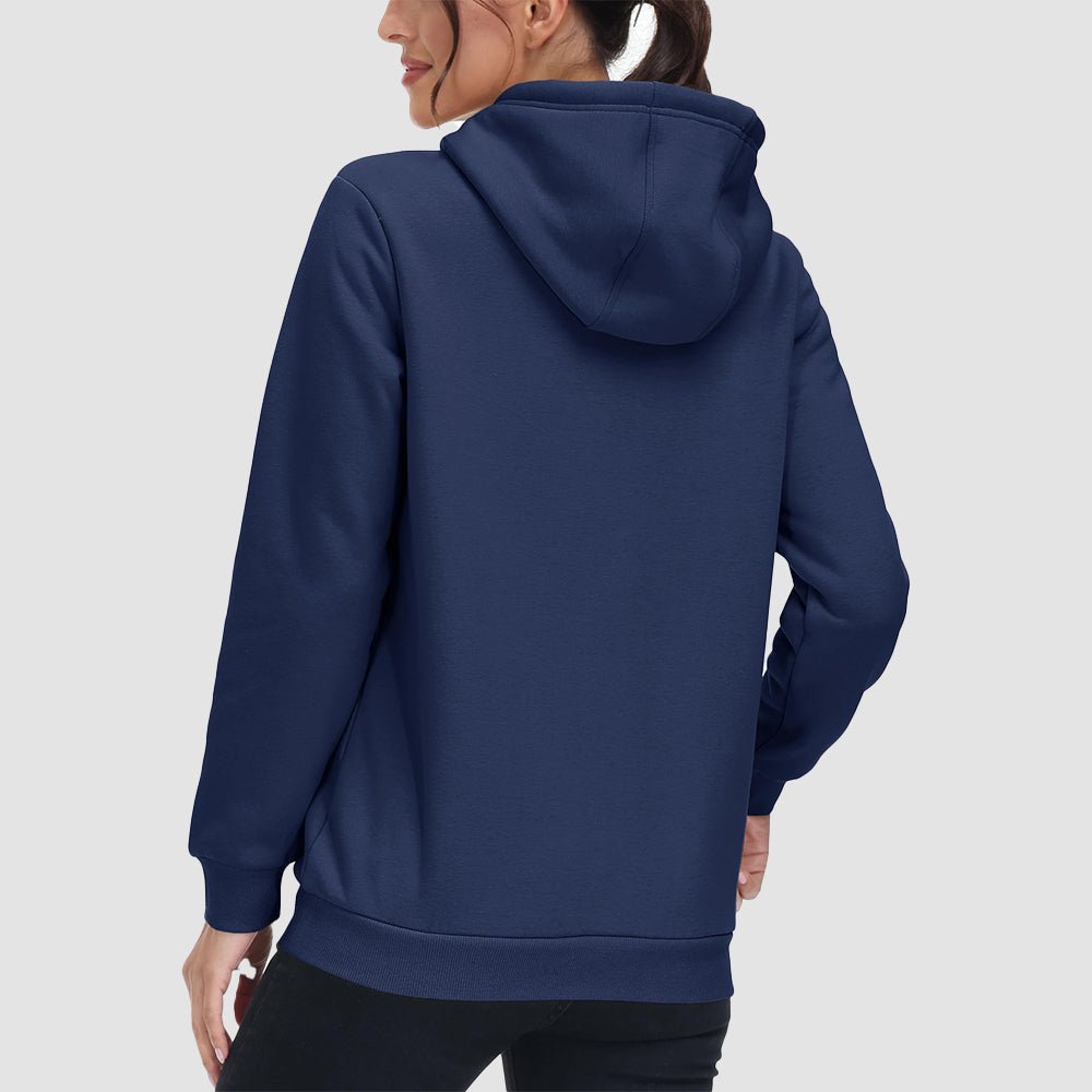 Navy Women's Sherpa Hoodie - Fleece Lined & Kangaroo Pocket - MAGCOMSEN