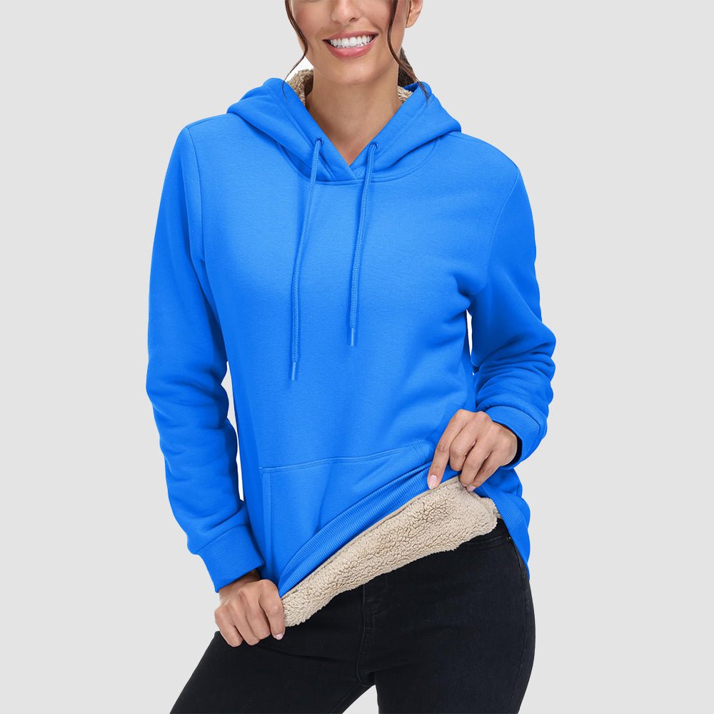 Azure Women's Sherpa Hoodie - Fleece Lined & Kangaroo Pocket - MAGCOMSEN