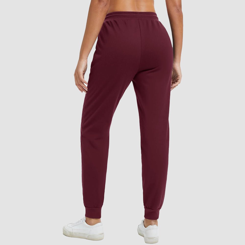 Burgundy Women's Sherpa Lined Sweatpants Warm Fleece Winter Joggers - MAGCOMSEN